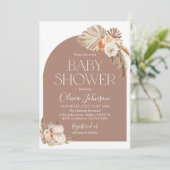 Herfst Boho Pampas Grass Pumpkin Baby shower Invit Kaart (Staand voorkant)