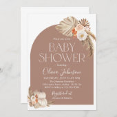 Herfst Boho Pampas Grass Pumpkin Baby shower Invit Kaart (Voorkant / Achterkant)