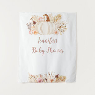 Herfst Boho Pompoen Baby shower Achtergrond Wandkleed