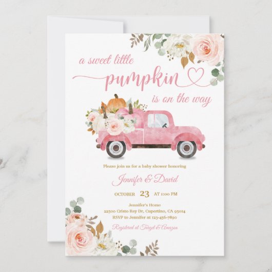 Herfst Boho Pompoen Baby Shower Kaart (Voorkant)