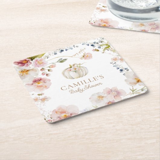 Herfst Boho pompoen Baby shower Kartonnen Onderzetters (Schuin)