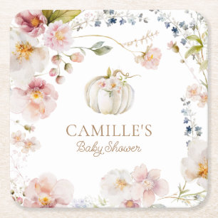 Herfst Boho pompoen Baby shower Kartonnen Onderzetters