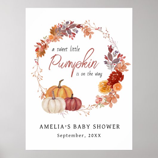 Herfst Boho pompoen Baby shower Poster (Voorkant)