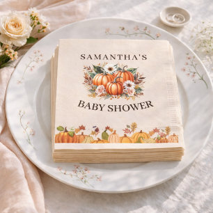 Herfst Boho Pompoen Bloem Baby Shower Servet