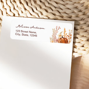 Herfst Boho Pompoen Bruidsdiner Retouradres Etiket