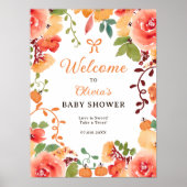 Herfst Boho pompoen floral baby shower welkom Poster (Voorkant)