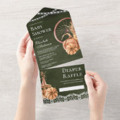 Herfst Boho Pompoen Salie Groene Baby Shower All In One Uitnodiging (Afscheurbaar)