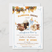 Herfst Boho Pompoenen Blauwe Jongen Baby Shower Kaart (Voorkant)
