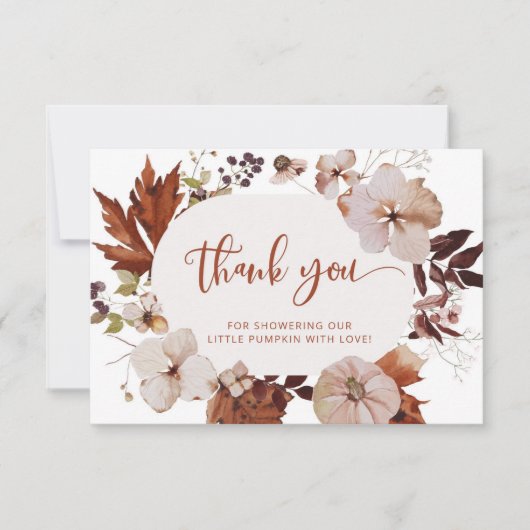 Herfst Boho pumpkin baby shower dank u uw kaart (Voorkant)