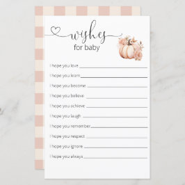 Herfst Boho Pumpkin Baby shower Wishes voor Baby