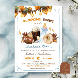 Herfst Boho Pumpkins Blue Boy Baby shower Kaart