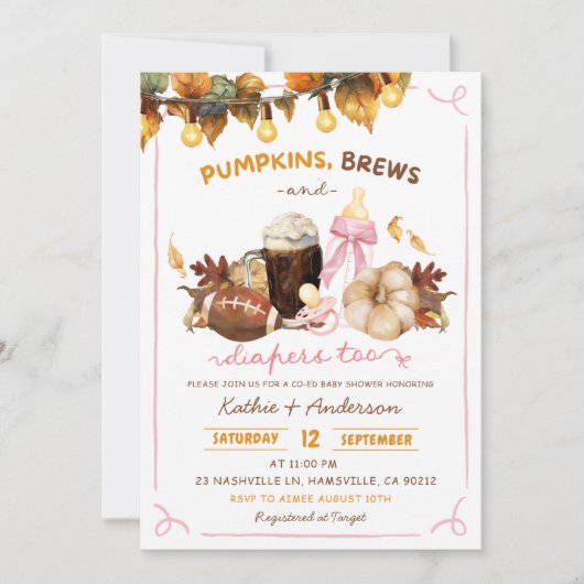 Herfst Boho Pumpkins ook co-ed Baby shower Kaart (Voorkant)