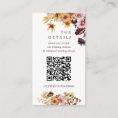 Herfst Boho QR-code Huwelijksdetails  Informatiekaartje (Voorkant)