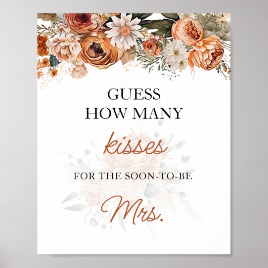 Herfst Boho raden hoeveel kisses Vrijgezellenfeest Poster (Voorkant)