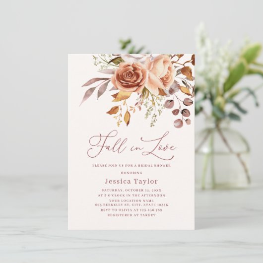 Herfst Boho Roos Bloem Waterverf Vrijgezellenfeest Kaart (Staand voorkant)