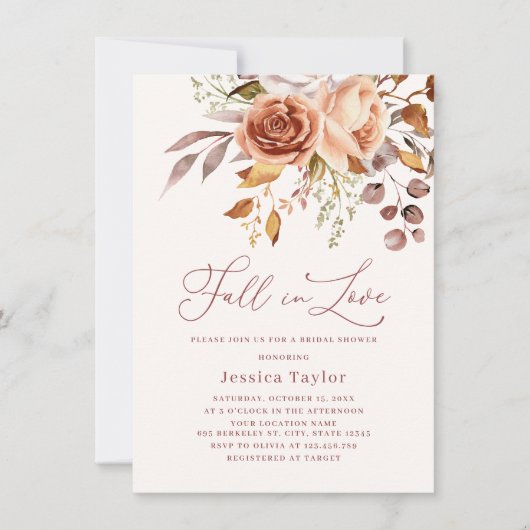 Herfst Boho Roos Bloem Waterverf Vrijgezellenfeest Kaart (Voorkant)