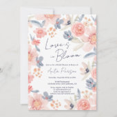 Herfst boho roze blauw elegant vrijgezellenfeest kaart (Voorkant)