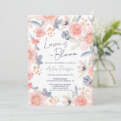 Herfst boho roze blauw elegant vrijgezellenfeest kaart (Staand voorkant)