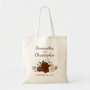 Herfst Boho Rozen Elegante Namen Bruidspaar Trouwe Tote Bag