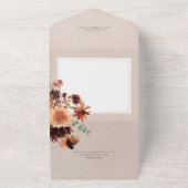 Herfst Boho Rust Peach Bloemen Lijst Beige No Dinn All In One Uitnodiging (Buitenkant)