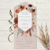 Herfst Boho Rust & Perzik Bloemen Lijst Beige Dine All In One Uitnodiging