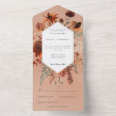 Herfst Boho Rust & Perzik Bloemen Lijst Geen Diner All In One Uitnodiging (Binnen)