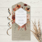 Herfst Boho Rust & Perzik Bloemen Lijst Salie Geen All In One Uitnodiging