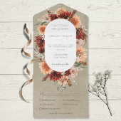 Herfst Boho Rust & Perzik Bloemen Ovaal Salie Dine All In One Uitnodiging