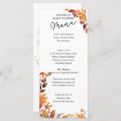 Herfst boho Rustic Baby shower Menu (Voorkant / Achterkant)
