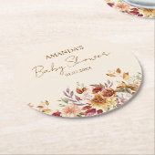 Herfst boho Rustic Baby shower Ronde Kartonnen Onderzetter (Gebogen)