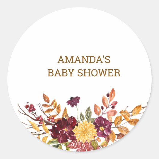 Herfst boho Rustic Baby shower Ronde Sticker (Voorkant)