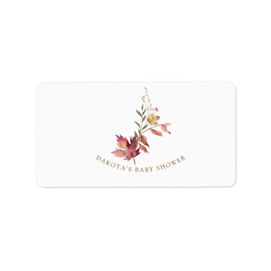 Herfst boho Rustieke Baby Shower Retouradres Etiket (Voorkant)