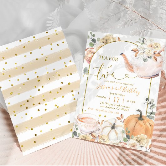 Herfst Boho Sinaasappel en witte pompoenthee voor  Kaart