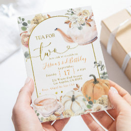 Herfst Boho Sinaasappel en witte pompoenthee voor  Kaart