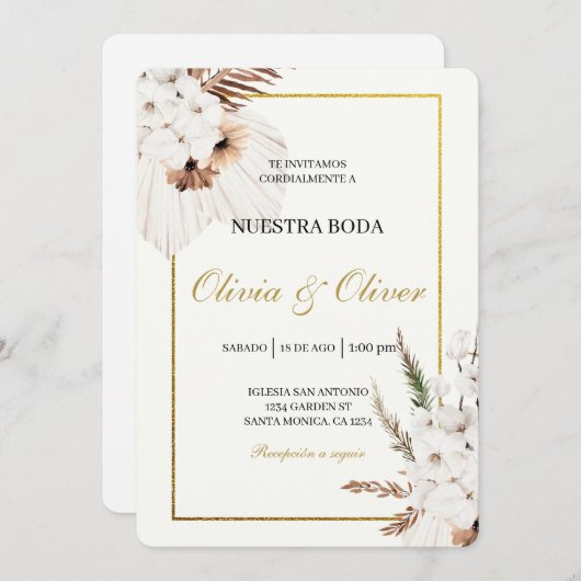 Herfst boho spaanse bruiloft kaart (Voorkant / Achterkant)