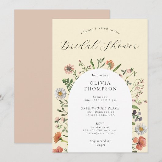 Herfst Boho Spring Wildflower Arch Vrijgezellenfee Kaart (Voorkant / Achterkant)