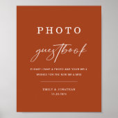 Herfst Boho Terracotta Bruiloft Foto Gastenboek Te Poster (Voorkant)