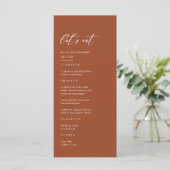 Herfst Boho Terracotta Bruiloft Menu (Staand voorkant)