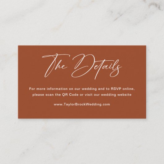 Herfst Boho Terracotta Bruiloft Website QR Code Informatiekaartje (Voorkant)