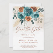 Herfst Boho Terracotta Floral Wedding Save the Dat Date (Voorkant)