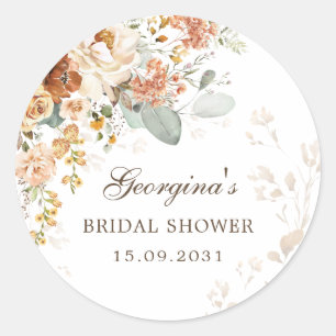 Herfst Boho Terracotta Flower Garden Vrijgezellenf Ronde Sticker