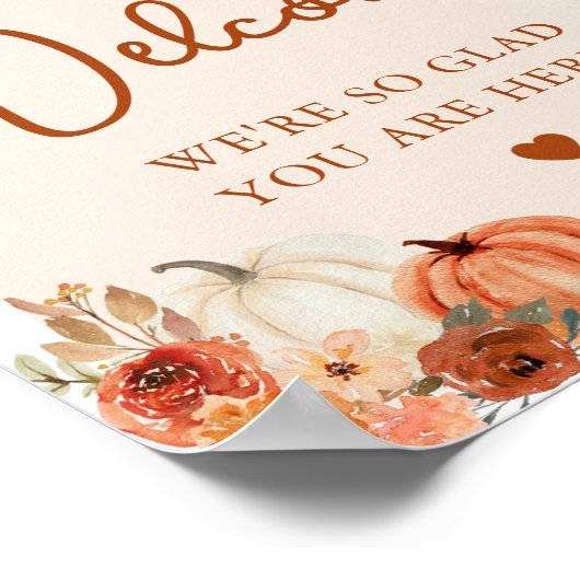 Herfst Boho Terracotta Pompoen Bruids Welkomstbord Poster (Hoek)