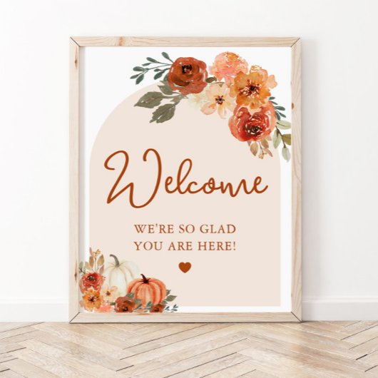 Herfst Boho Terracotta Pompoen Bruids Welkomstbord Poster