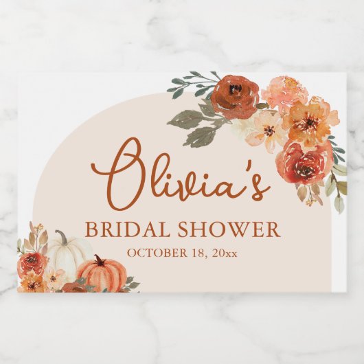 Herfst Boho Terracotta Pompoen Vrijgezellenfeest M Sparkling Wijnetiket (Enkel label)