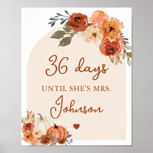 Herfst Boho Terracotta Pumpkin dagen tot ze Mrs Poster (Voorkant)