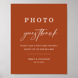 Herfst Boho Terracotta Trouwfoto Gastensignatuurbo Poster