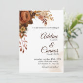herfst boho terracotta trouwuitnodigingen kaart (Staand voorkant)