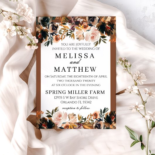 Herfst Boho Terracotta Wedding Uitnodiging