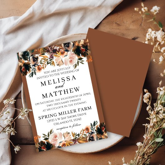 Herfst Boho Terracotta Wedding Uitnodiging