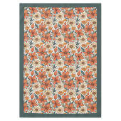 Herfst boho terracotta witte bloemen pastel blauw tafelkleed (Voorkant)